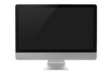 Computer monitor with black screen isolated on white background with clipping path