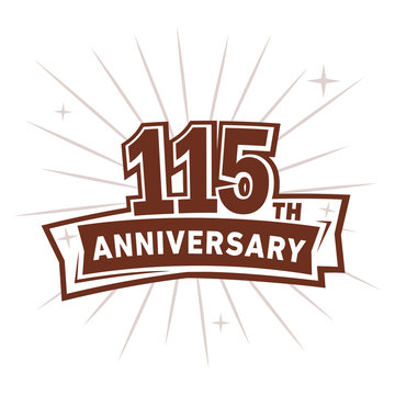115 years anniversary logo design . 115th years logo. One hundred and fifteen years vector and illustration.