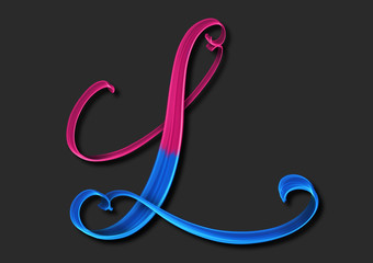 Capital letter L elegant lettering 3d illustration