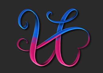Capital letter U elegant lettering 3d illustration