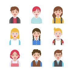 Back to school, Children avatar icon set