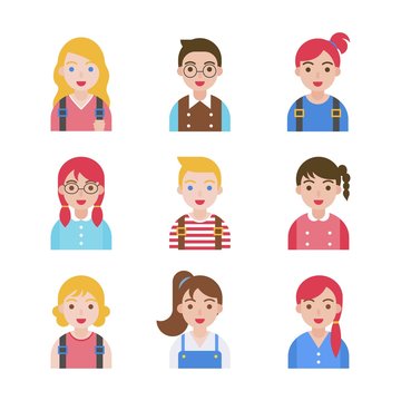 Back to school, Children avatar icon set
