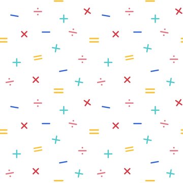 Mathematical symbols seamless pattern background, vector illustration