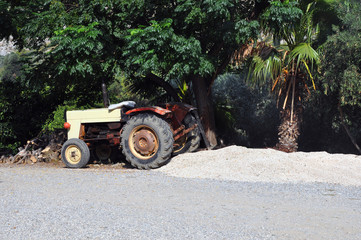 An old tractor used for cultivating land in hot countries.