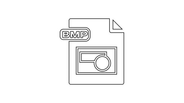 Black BMP file document. Download bmp button line icon on white background. BMP file symbol. 4K Video motion graphic animation