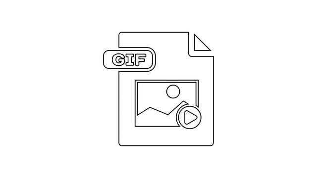 Black GIF file document. Download gif button line icon on white background. GIF file symbol. 4K Video motion graphic animation