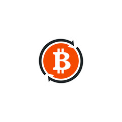 bitcoin sign on circle arrow vector ready to use
