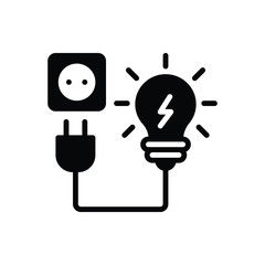 Black solid icon for electricity