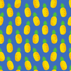 Vector Pineapple Seamless Pattern. Flat Color Pineapple Background.