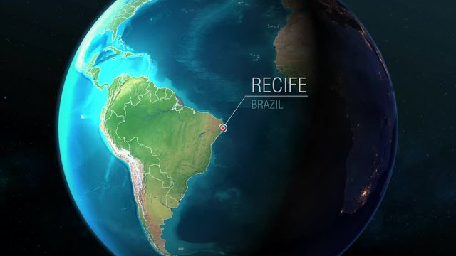 Brazil - Recife - Zooming from space to earth