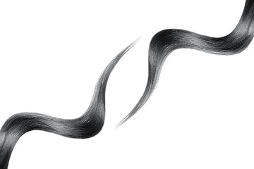 Brown shiny hair wave, isolated over white