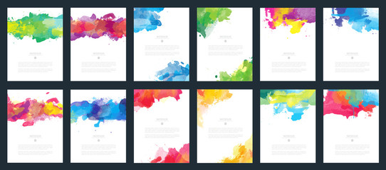 Big set of bright colorful vector watercolor background for poster, brochure or flyer © Eva Kali