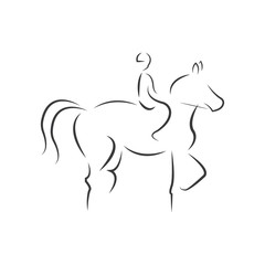 Equestrian sport emblem, logo - black vector design.