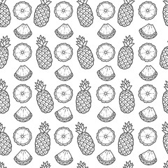 Vector Doodle of Pineapple Seamless Pattern.