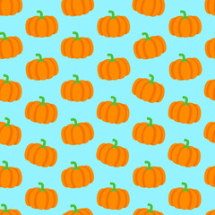 Vector Pumpkin Seamless Pattern. Flat Color Pumpkin Background.