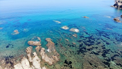 vue aérienne du Capo Pecora, Costa verde, Sardaigne, Italie