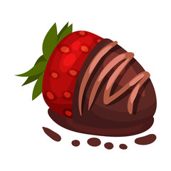 Chocolate covered strawberries. Vector illustration on a white background.