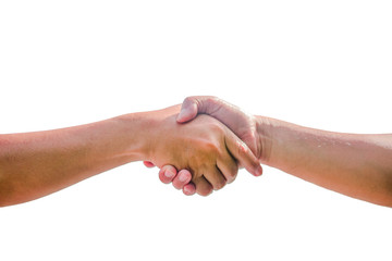 People shaking hands communicate the meaning of unity Business cooperation success teamwork