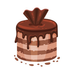 Round chocolate cake. Vector illustration on a white background.