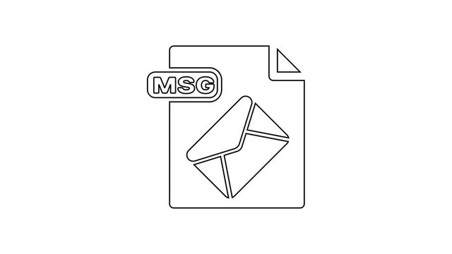 Black MSG file document. Download msg button line icon on white background. MSG file symbol. 4K Video motion graphic animation