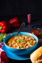 flaczki - fresh and spicy tripe soup with herbs