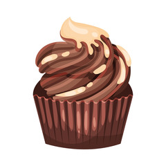 Chocolate Cupcake. Vector illustration on a white background.
