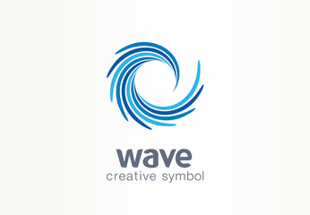 Water wave, aqua, whirlpool creative symbol concept. Blue swirl, clear spiral mix abstract business logo idea. Clean sea, ocean, pool icon. Corporate identity logotype, company graphic design tamplate