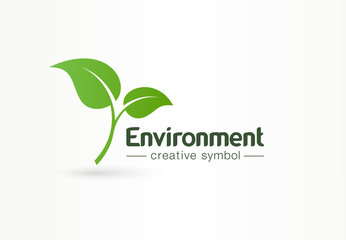 Environment, green leaf, organic creative symbol concept. Natural bio cosmetics, nature abstract business logo idea. Growth plant eco icon. Corporate identity logotype, company graphic design tamplate