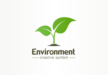 Environment, green leaf, organic creative symbol concept. Natural bio cosmetics, nature abstract business logo idea. Growth plant eco icon. Corporate identity logotype, company graphic design tamplate