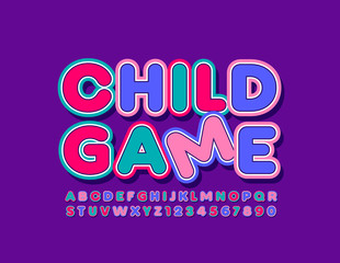 Vector colorful Sign Child Game. Bright Uppercase Font. Font. Creative Alphabet Letters and Numbers.