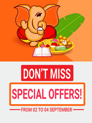 Vector illustration for Traditional Indian Festival Celebrate Happy Ganesh Chaturthi. Abstract text Space Background.