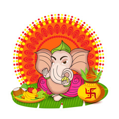 Vector illustration for Traditional Indian Festival Celebrate Happy Ganesh Chaturthi. Abstract text Space Background.