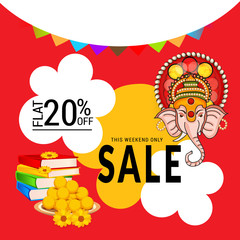 Vector illustration for Traditional Indian Festival Celebrate Happy Ganesh Chaturthi. Abstract text Space Background.