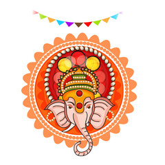 Vector illustration for Traditional Indian Festival Celebrate Happy Ganesh Chaturthi. Abstract text Space Background.