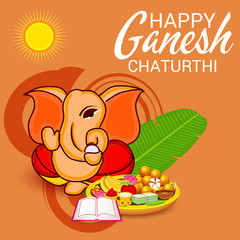 Vector illustration for Traditional Indian Festival Celebrate Happy Ganesh Chaturthi. Abstract text Space Background.