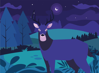 deer happy autumn season flat design