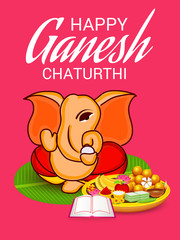 Vector illustration for Traditional Indian Festival Celebrate Happy Ganesh Chaturthi. Abstract text Space Background.