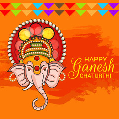 Vector illustration for Traditional Indian Festival Celebrate Happy Ganesh Chaturthi. Abstract text Space Background.