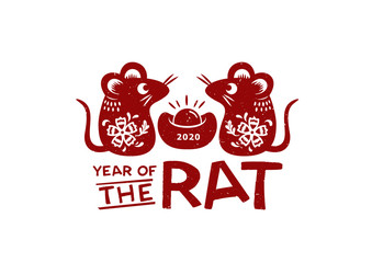 2020 Chinese New Year, Year of the Rat Vector Design.