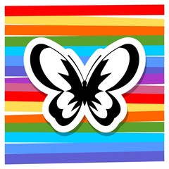 Butterfly sticker icon isolated on colored background