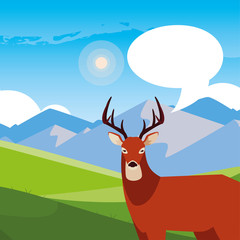 deer happy autumn season flat design