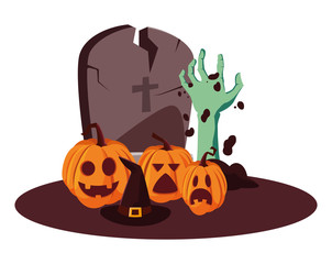 zombie hand pumpkin happy halloween celebration