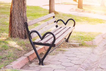 romantic park bench heart love