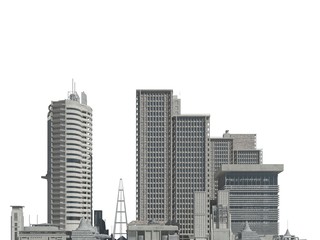 Fototapeta na wymiar Futuristic buildings isolated on white background 3D Illustration