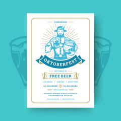 Oktoberfest party flyer vintage typography template design invitation beer festival celebration vector poster.
