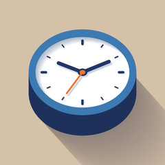 3d Clock icon in flat style, timer on color background. Business watch. Vector design element for you project