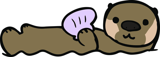 ラッコ　ワンポイント絵　水辺生物