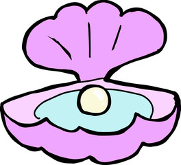 真珠貝　ワンポイント絵　水辺生物