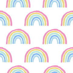 Rainbow cute seamless pattern on white background