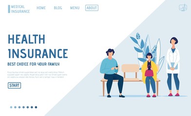 Fototapeta na wymiar Landing Page Offer Health Insurance Online Service